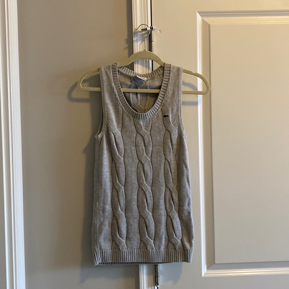 Lacoste gray cable knit sweater vest